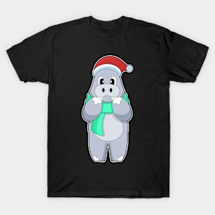 Hippo Christmas Scarf T-Shirt